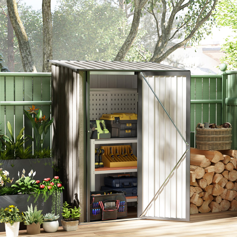 Outsunny 5ft x 3ft Garden Storage Shed, Outdoor Metal Shed with Sloped Roof
