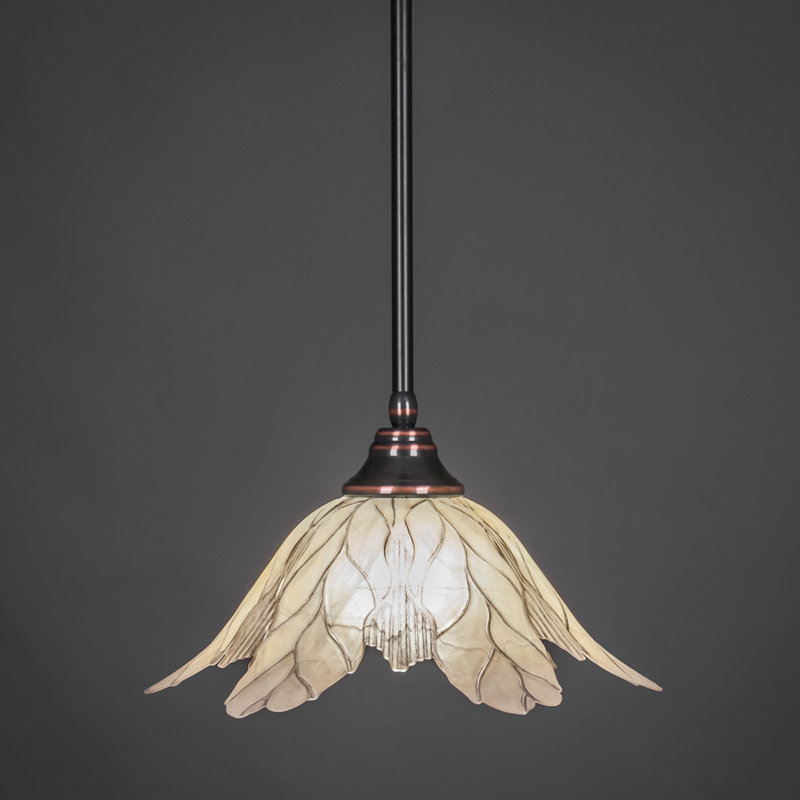 Stem Hung Pendant With Glass, Chrome, 16", Raspberry Crystal Glass