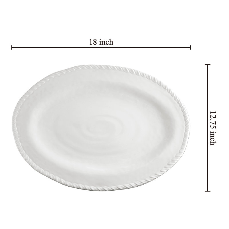 Rope 19" Melamine Platter, White