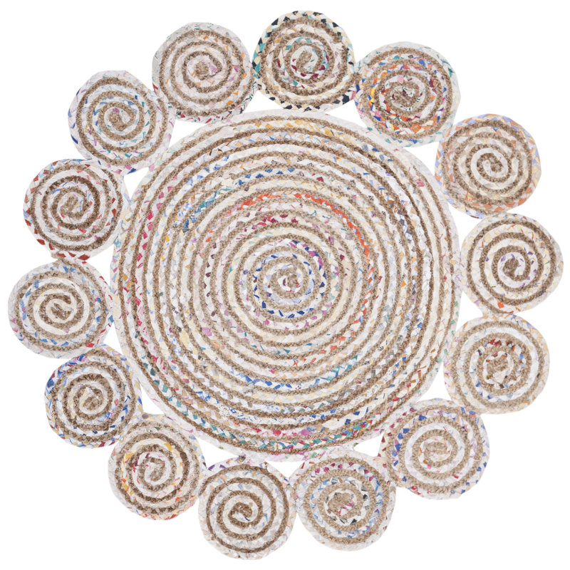 Tapis en jute de coton tissé à la main Zeitler, Rond 6 pi