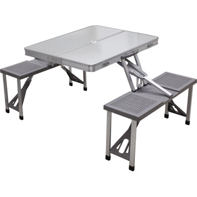 Aluminum Folding Outdoor Table with Umbrella Hole