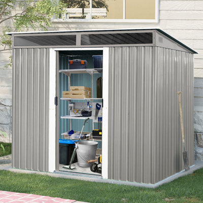 Coffret de rangement extérieur en acier galvanisé de 2,4 m x 1,8 m avec portes verrouillables - Offre un espace généreux pour vos besoins. Plaque transparente de 2,4 m x 1,8 m et embellit votre terrasse.