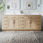 Meuble-lavabo autoportant en bois massif l 84 po x H 35 po avec comptoir en marbre de culture blanc et double lavabo en céramique, chêne-1255917521-1255917526