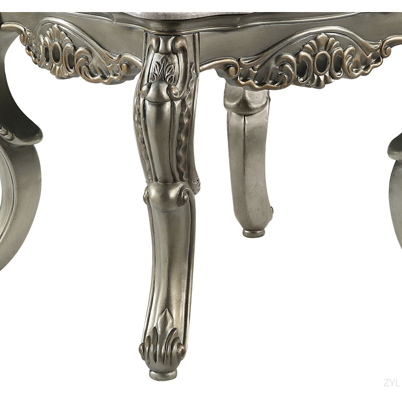 Plateau en marbre naturel et table de bout au fini bronze antique avec plateau en marbre