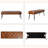 Lora Mid-Century Modern Tufted Leather Bench, 44" Wide with Metal Legs-965398932