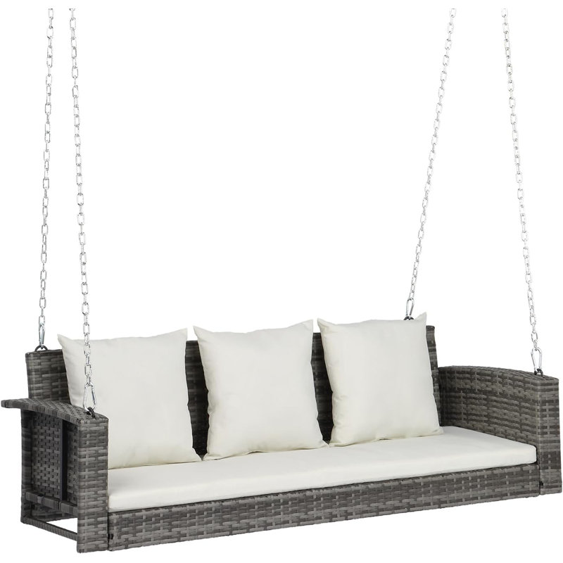 3 Person Porch Swing, Gray, White