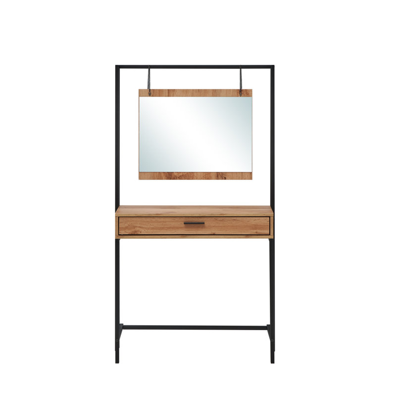Goguen Dressing Table with Mirror, Black/Brown