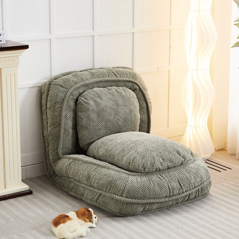 Chair With A Fluffy And Soft Texture Medium-Soft Seat Metal Frame, Green