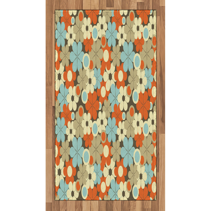 Floral High Density Long Fiber Poly Threads Decorative Area Rug Carpet, Rectangle 2'7" x 5'