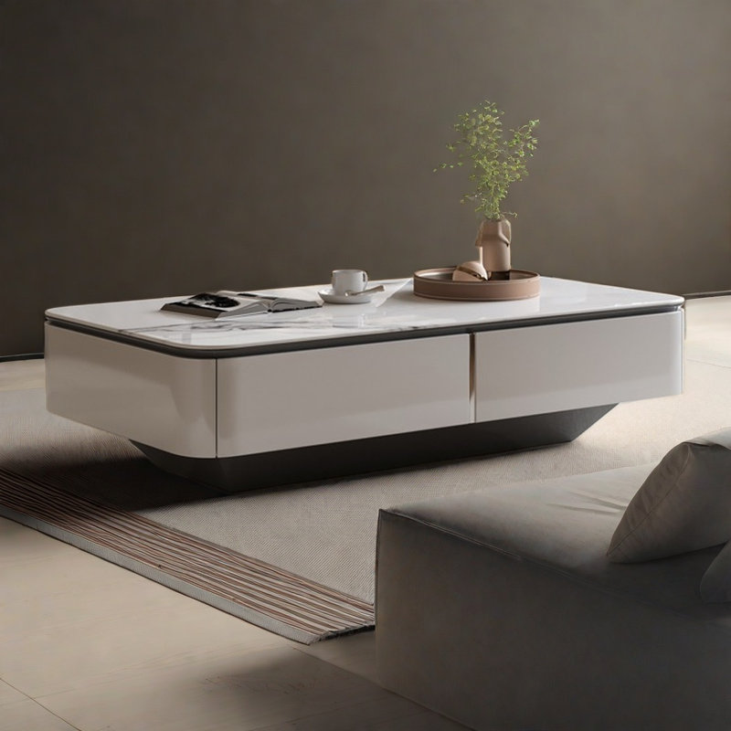Table basse très simple en pierre micro-cristalline, H 15,7 po x L 51,2 po x l 27,6 po