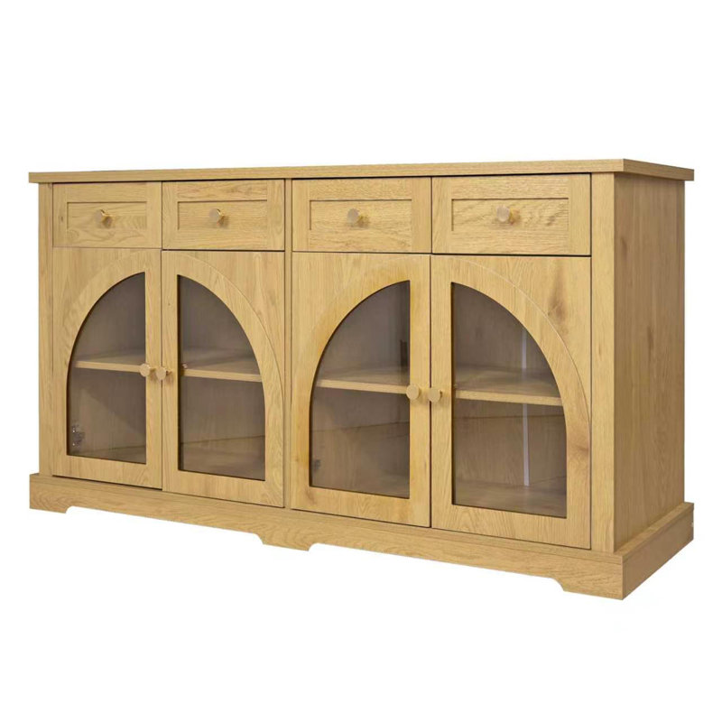 Buffet décoratif 4 portes l 60 po avec tablettes réglables, Naturel
