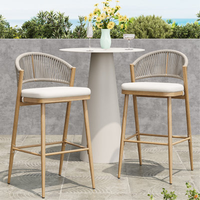 Ensemble de 2 sièges d'extérieur, assise de 30,25 po de hauteur, structure en aluminium, en forme de PE, finition érable, style moderne, rouille, largeur de 22,08 po, coussin d'eau avec 2, profondeur de 19,39, coussin, rembourrage en mousse