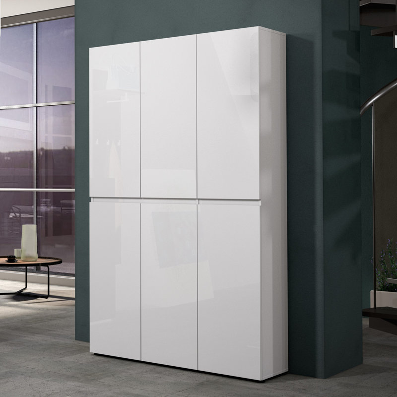 Rozek 30 Pair Shoe Storage Cabinet, White Gloss