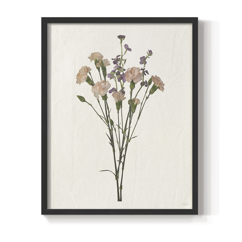 «Organic Floral I», reproduction encadrée - bois massif, H 11 po x l 9 po, Noir, noir, noir, noir