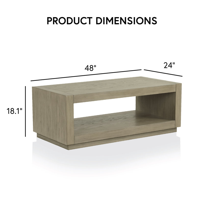 Ulyen 48" Wooden Coffee Table, Gray