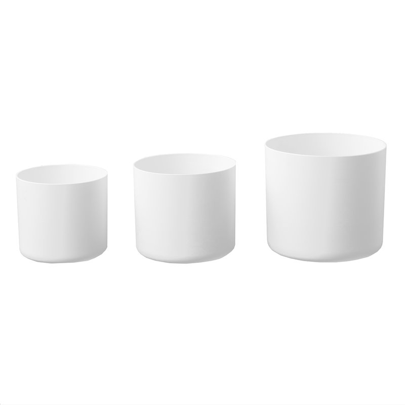 Ensemble de 3 pots à fleurs avec réservoir Partibha, Blanc