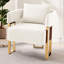 Chaise d'appoint moderne en velours blanc 2 pièces avec pieds dorés, idéale pour les espaces multiples, un soutien ergonomique scientifique et un assemblage simple.