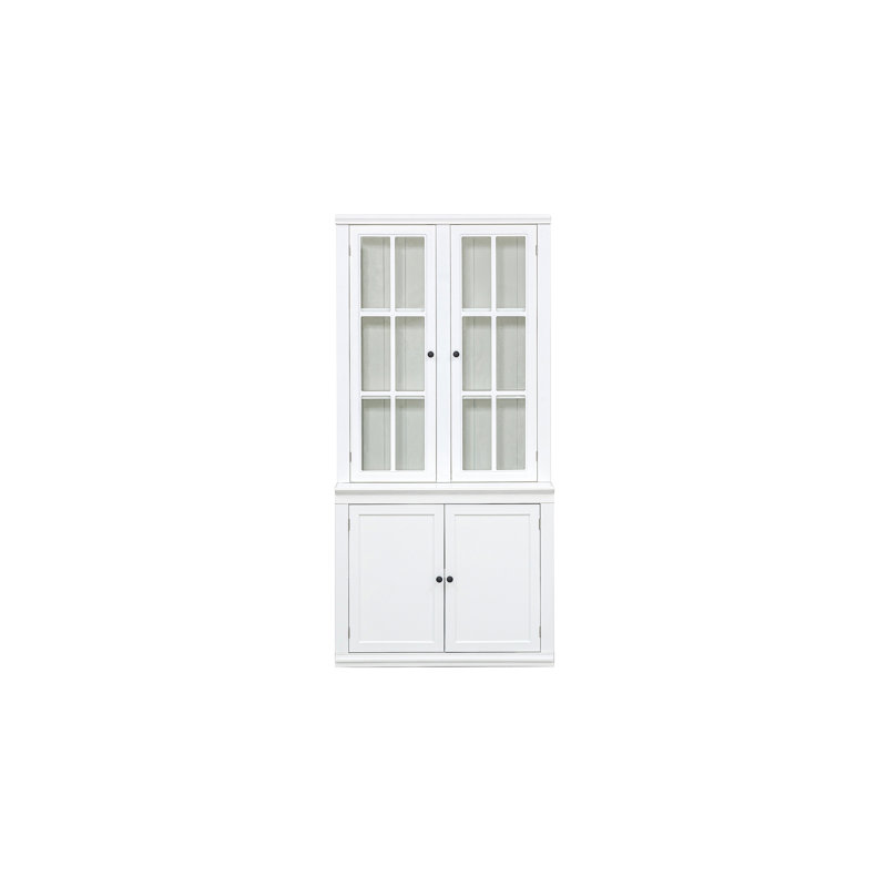 75.25'' Tall Display Cabinet With Double Glass Doors, Traditional Style China Cabinet Hutch Cabinet For Hallways Living Room, Kitchen, Home, Studio Or Workspace