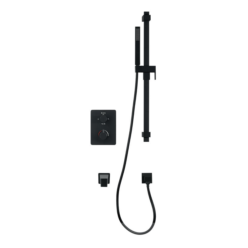 Robinet de baignoire et de douche à double fonction avec valve brute, Noir mat