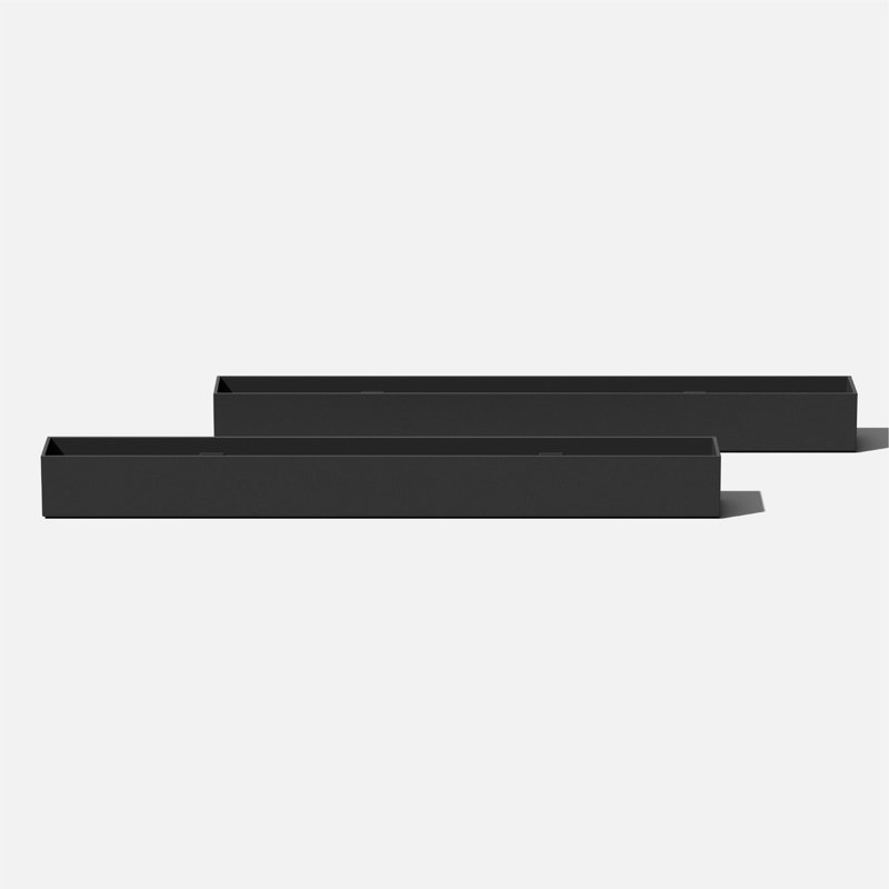 Geo Series Plastic Planter Box, 3" H x 32" W x 3.5" D, Black, Set of 2