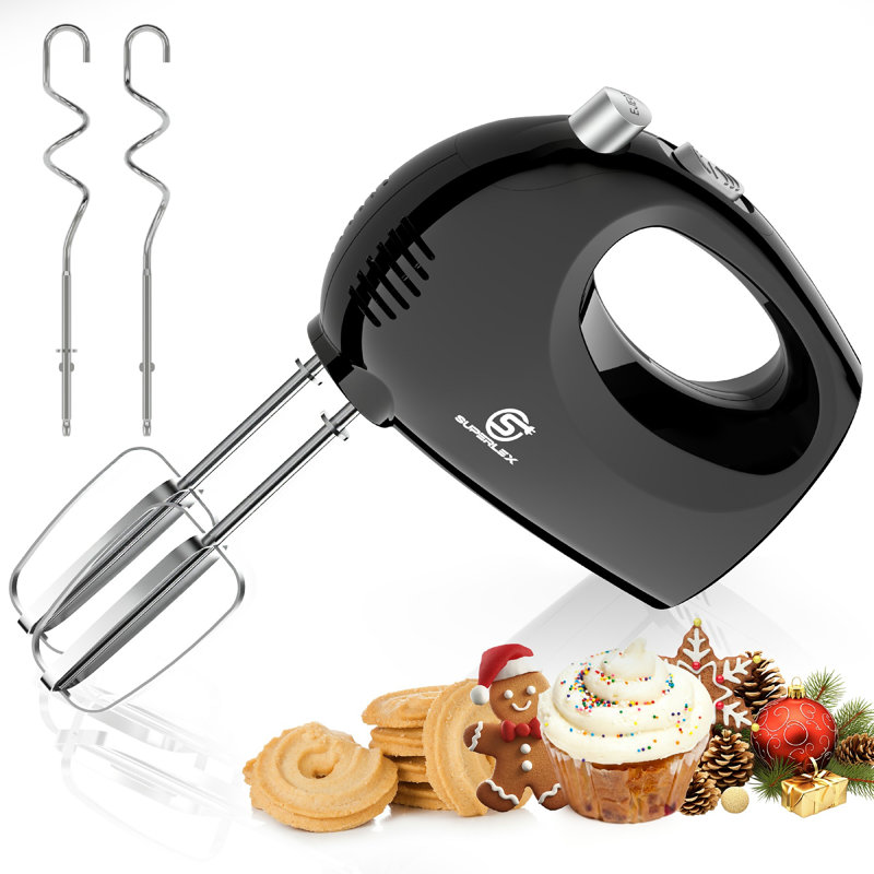 SUPERLEX Electric Hand Mixer, 5 Speeds Handheld Mixer for Baking | 2 Stainless Steel Beaters & 2 Dough Hooks, Lightweight Design, Easy Eject, Dishwasher Safe for Cake Cream Eggs Dough