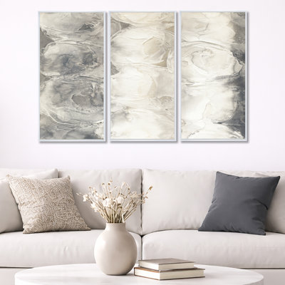 Abstract Canvas Wall Art Set, Grey Circle Modern Decor - Grey Circles I