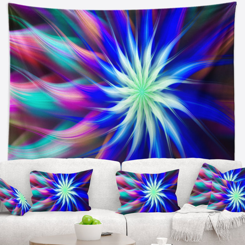 Tapisserie florale de fleurs bleues, H 50 po x l 60 po