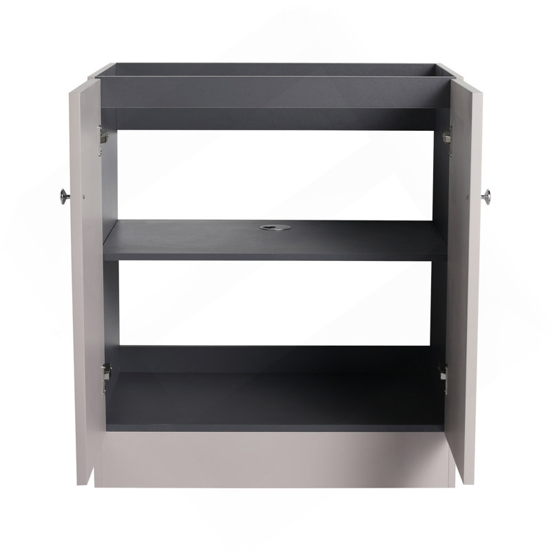 Meuble-lavabo de salle de bain autoportant 30 po et 2 portes d'armoire à fermeture en douceur - sans le lavabo, Kaki