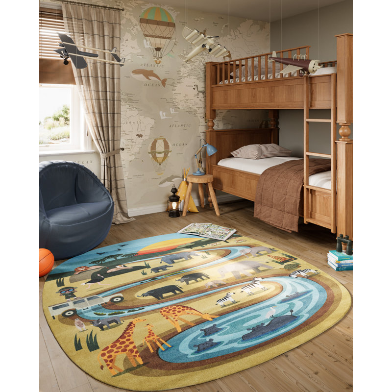 Momeni Playground Safari Multi Kid Rug, Novelty 4' x 4'4"