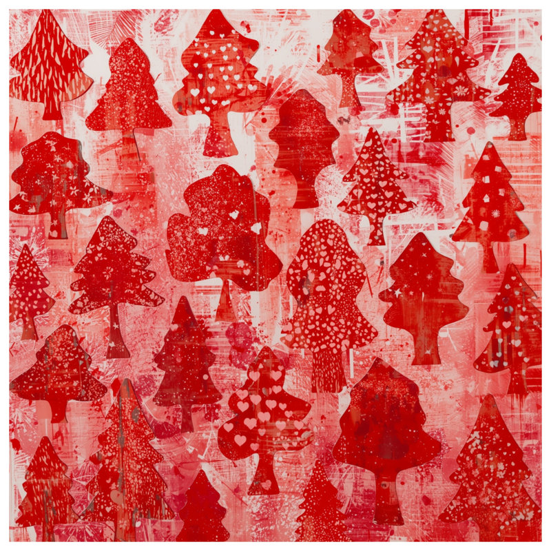 Red Christmas Trees Comforter, King