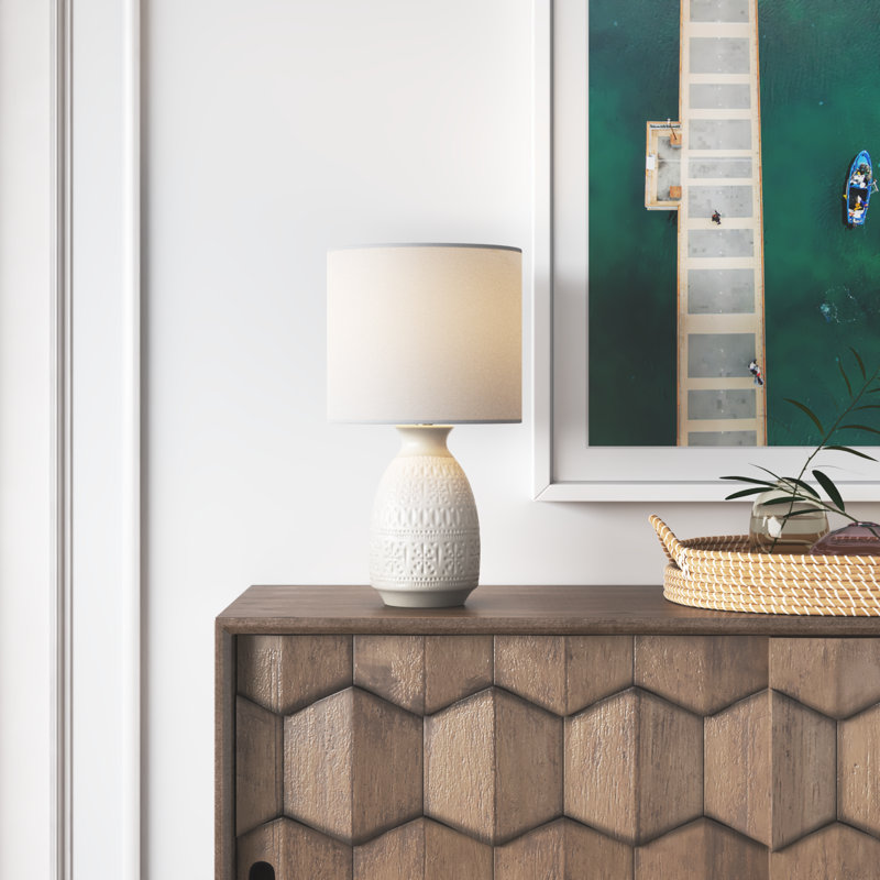 Minda Ceramic Table Lamp, White