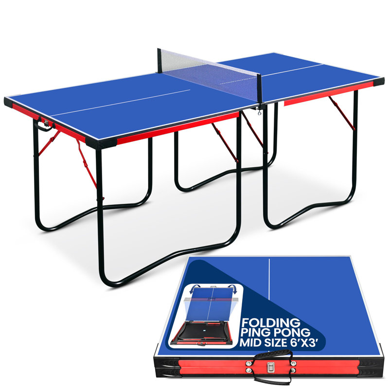 Ensemble de table de ping-pong de taille moyenne avec filet, tondeuse et poteau