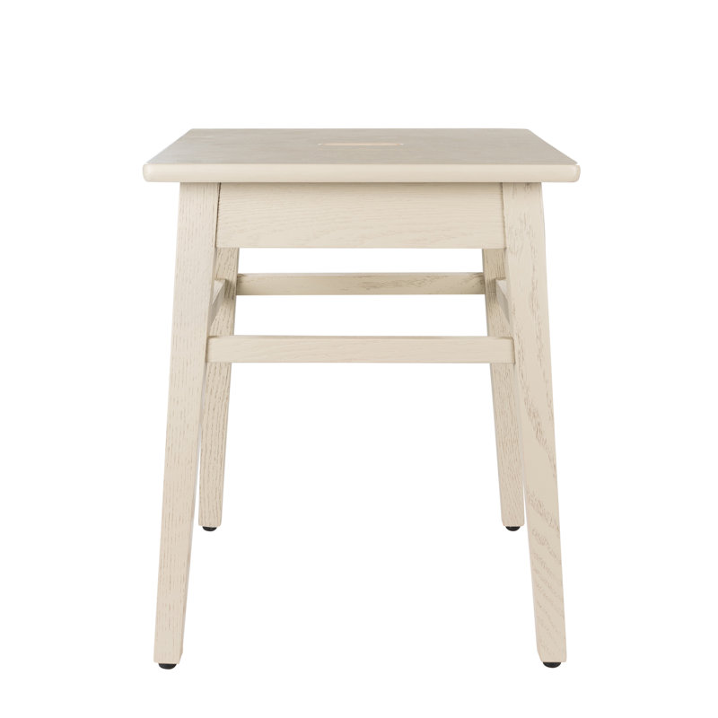 Aquino Solid Wood Accent Stool, Greige