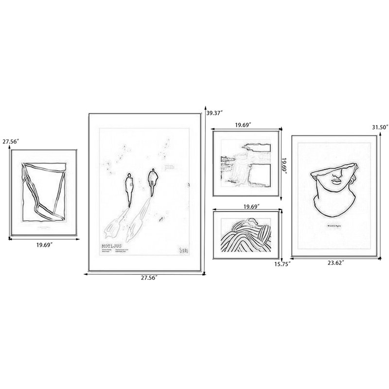 Ensemble d'art mural minimaliste noir et beige pour salon, H 35,43 po x l 31,5 po