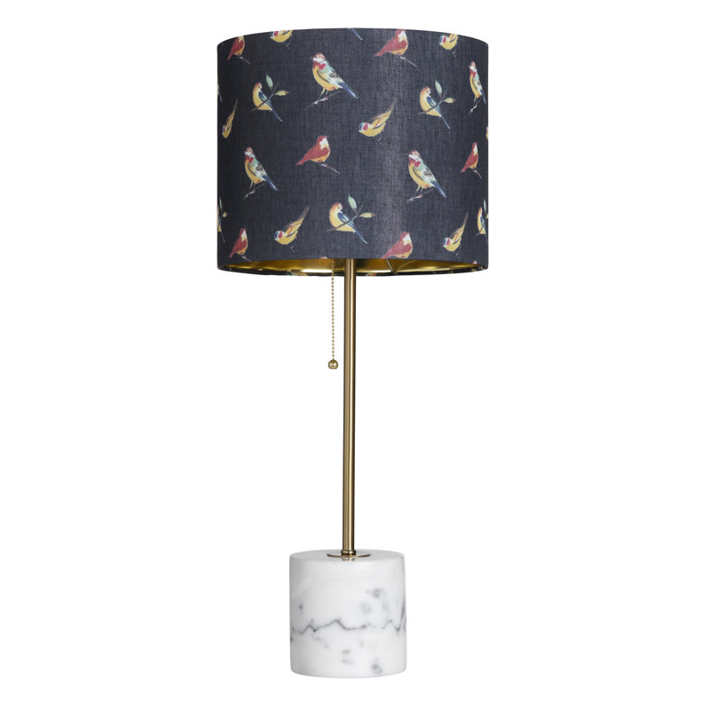 Isla 28" Black Linen Shade Table Lamp with Marble Base