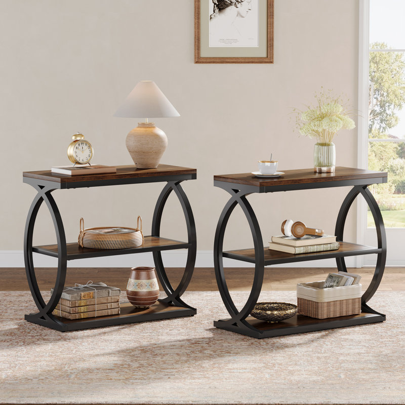 23.62'' Narrow End Table, Brown/Black