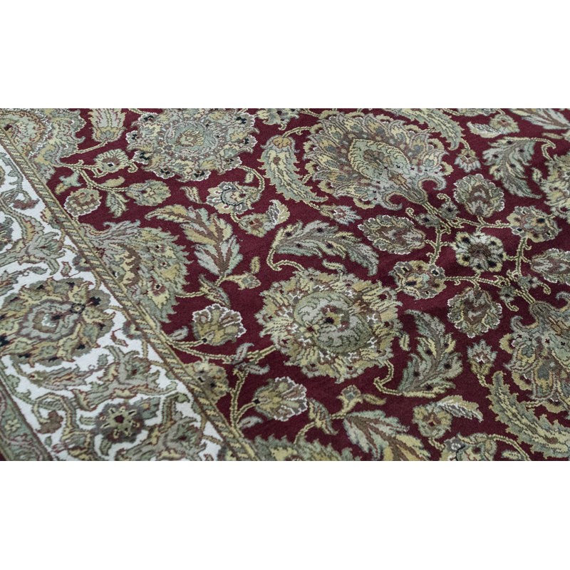Tapis rouge et ivoire de haute qualité noué à la main Trinity
