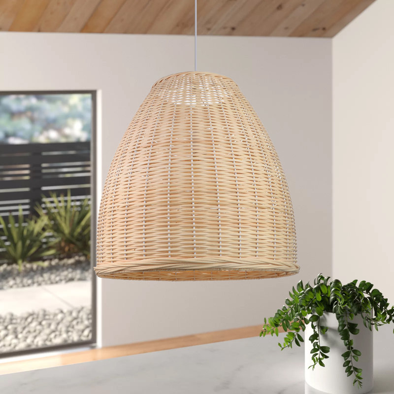 Luminaire suspendu dôme en rotin naturel naturel