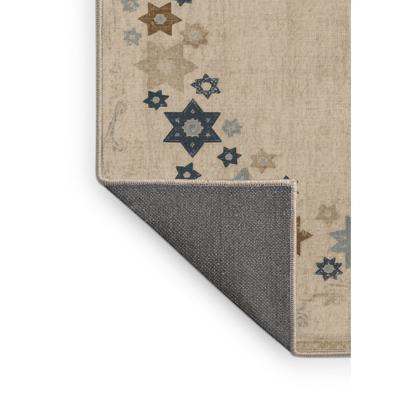 Tapis moelleux et moelleux à motif abstrait moderne et contemporain de style Hanoukka beige - reliure beige, 7 x 10