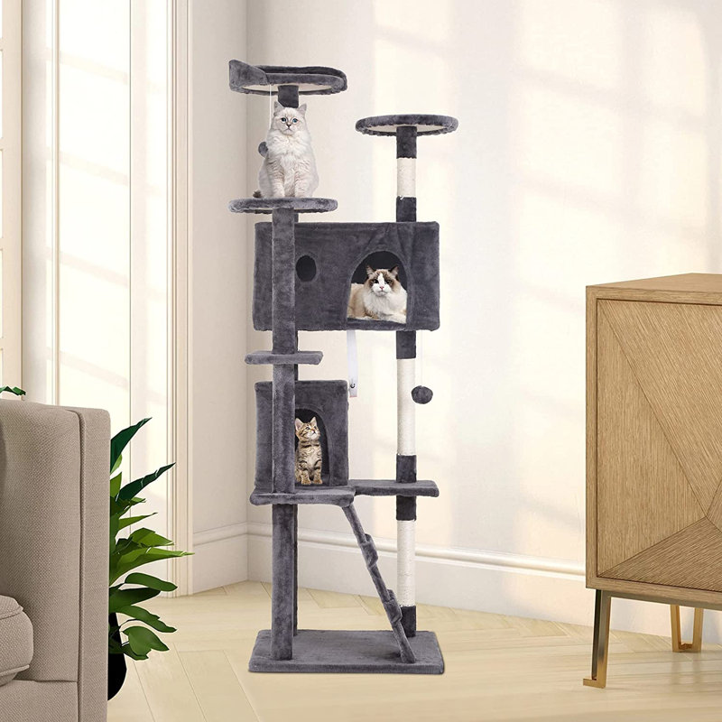 Arbre à chat 54 po Chatrin, Gris clair, H 69,34 po x l 26,79 po x P 26,79 po