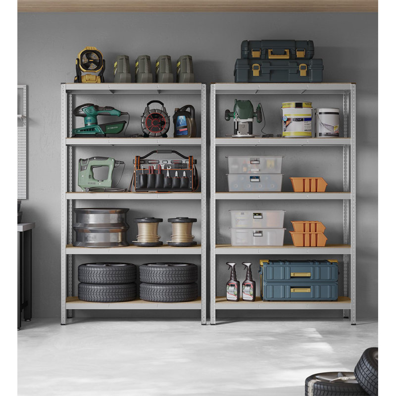 Kris Metal Height -Adjustable Shelving Unit, 200cm H x 60cm W x 120cm D, Silver