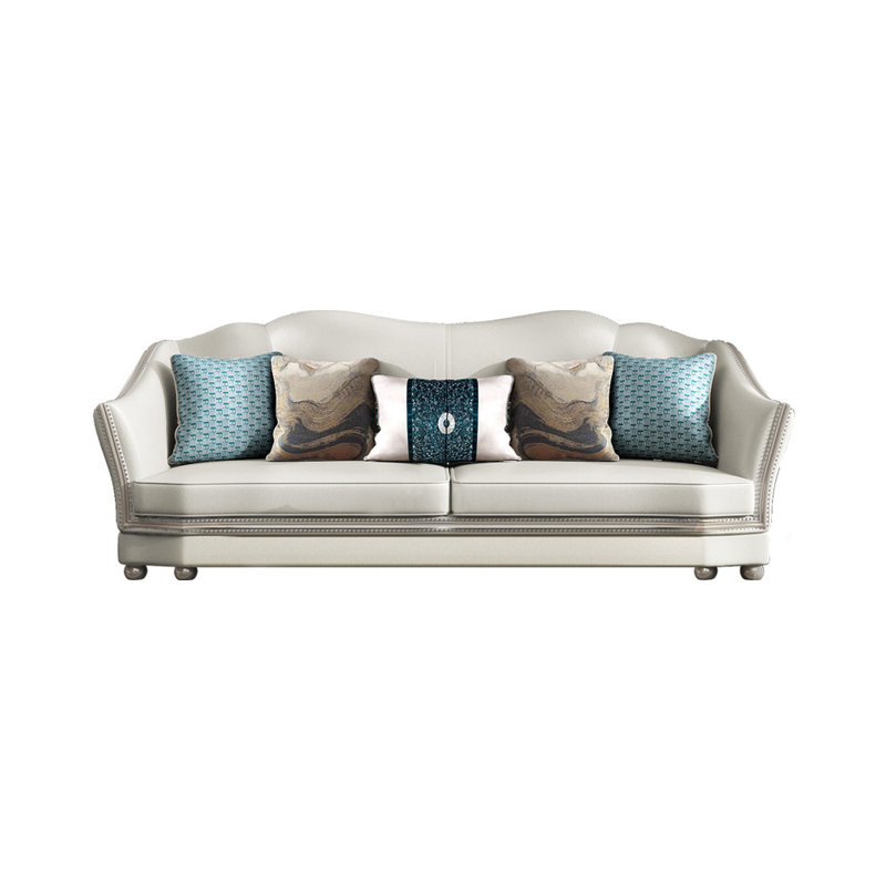 Canapé en cuir véritable, H 40,1 po x l 86,6 po x P 37 po