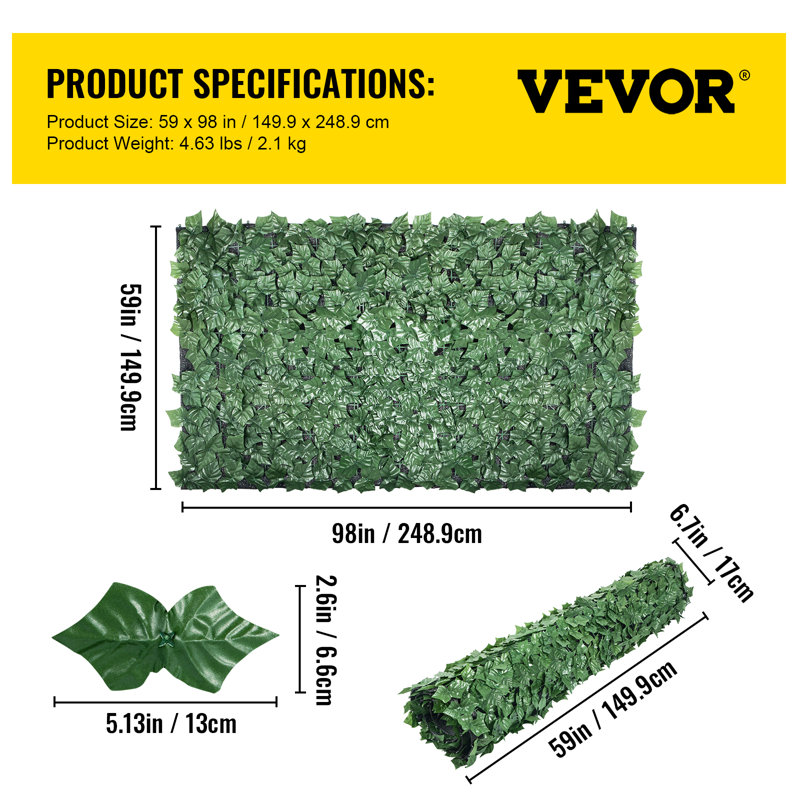 Faux Ivy Hedge, 4 ft. H x 8 ft. W