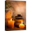 «Zen Stones Massage Spa with Warm Burning Candle», impression verticale sur toile, art mural-124834246-56324663