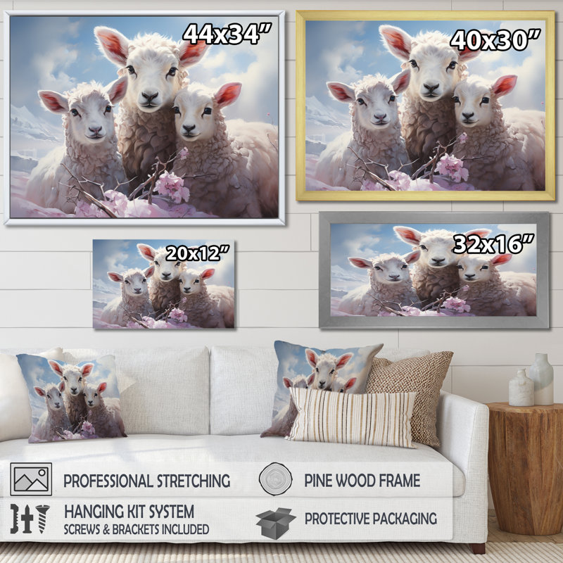 «White Pink White White Sheep Ethereal Guardians II», reproduction sur toile, H 30 po x l 40 po x P 1,5 po, Toile tendue