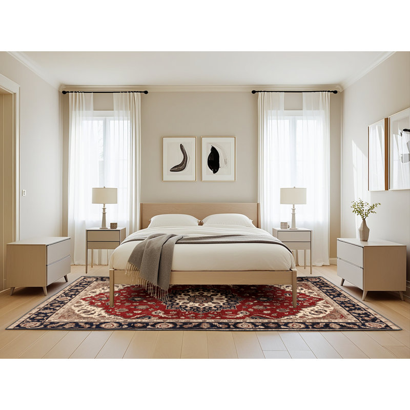 Machine Washable Persian Black Area Rug, Rectangle 5' x 8'