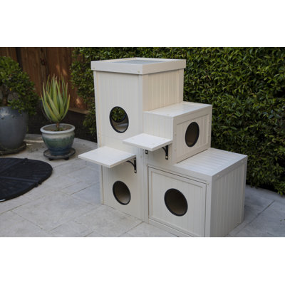 Awen ECOFLEX Cat Katio Condo with 4 Cubes, 2 Shelves Indoor/Outdoor with Hidden Litter Area