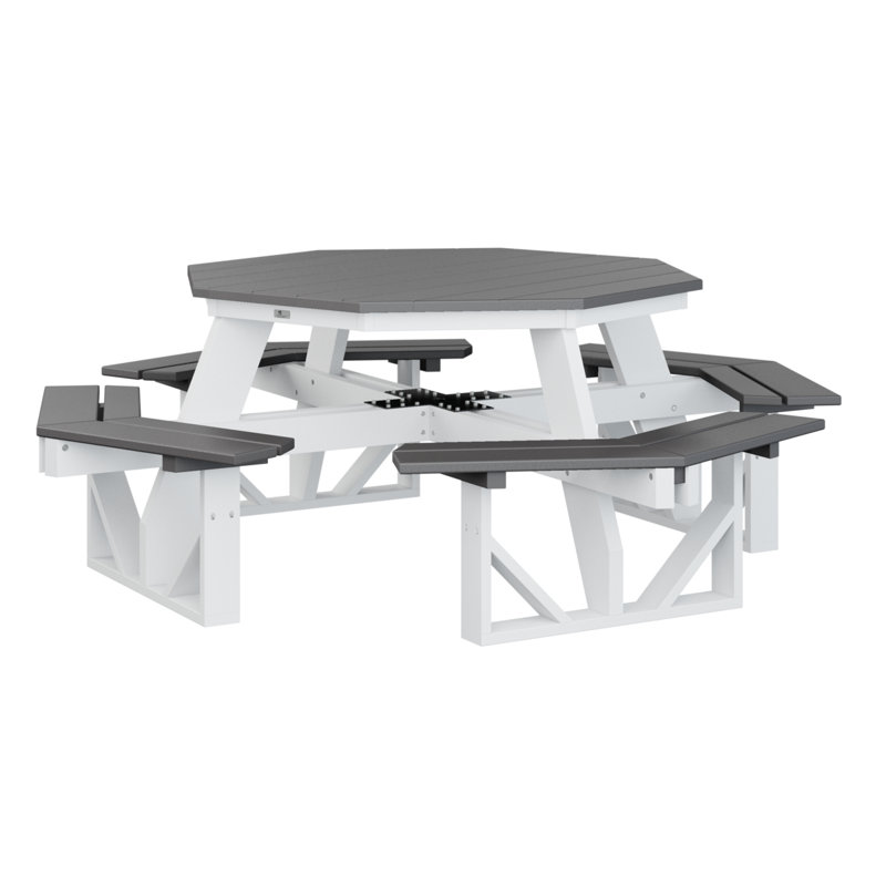 Table de pique-nique Ada   , Gris fumée / blanc, H 29 po x L 85 po x l 85 po