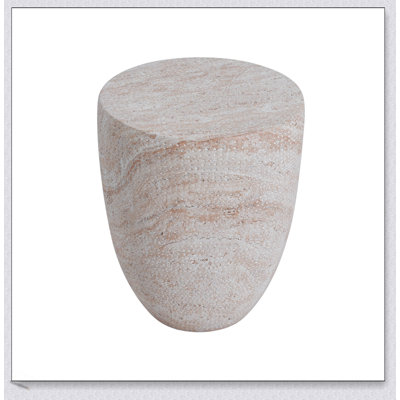Table d'appoint d'extérieur / d'intérieur en béton léger avec finition élégante en travertin, parfaite pour une utilisation polyvalente et un décor élégant