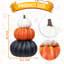 Statue de citrouille à trois niveaux, 56 cm, en mousse noire, orange et blanche, idéale pour la décoration d'automne et de récolte. Ornement extérieur imperméable pour l'Action de grâce, parfait pour une maison de campagne ou une décoration de Noël automnale.